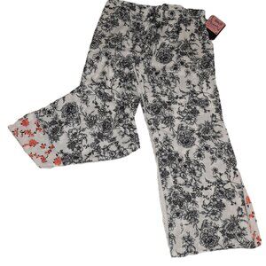 SUSAN GRAVER Lounge Flowy Palazzo Pants Peekaboo Flare L NWT